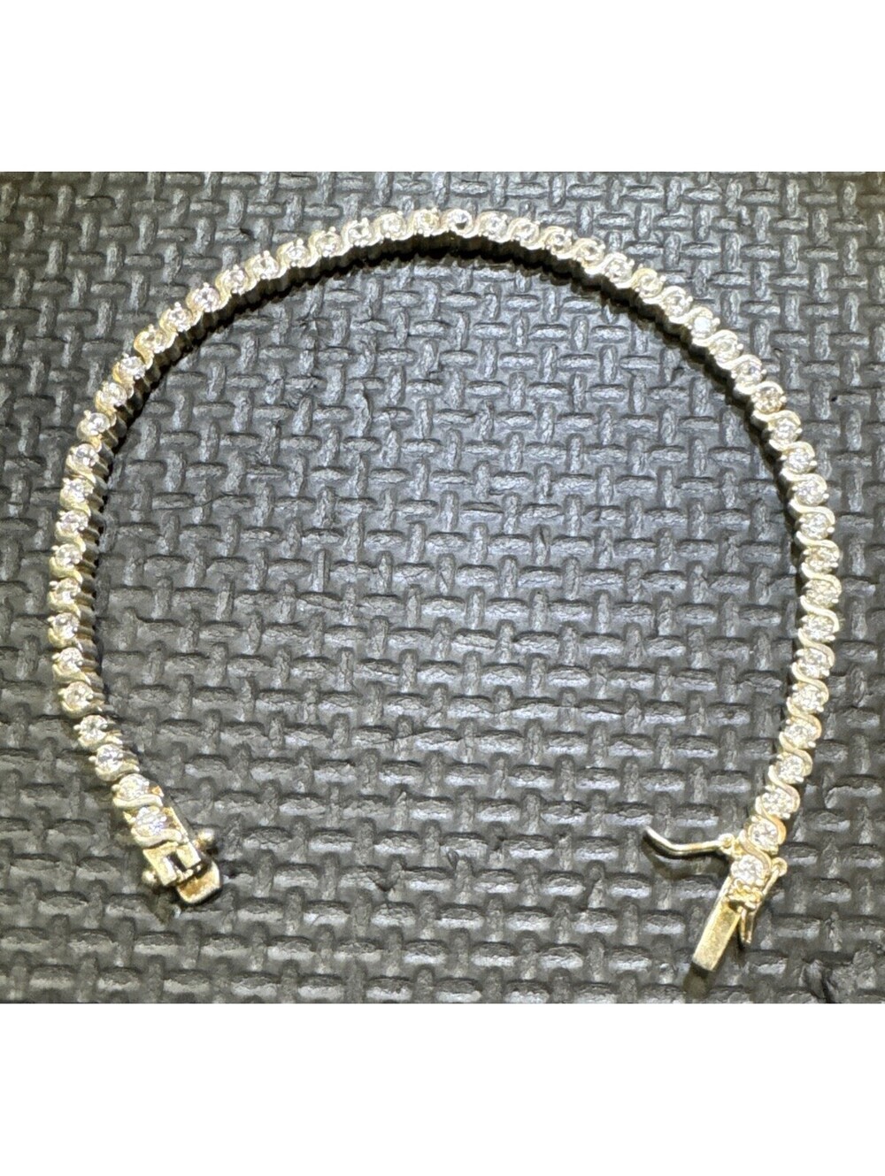 DBJ Signed White Stone Set | 925 Sterling Silver Tennis Bracelet 8.75in